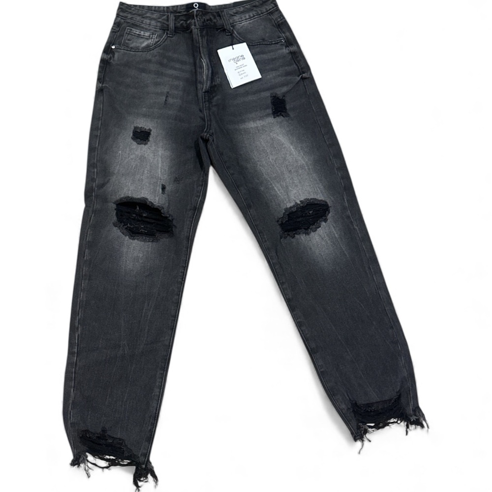 Insane Gene Distressed Black Boyfriend Jeans size 27
